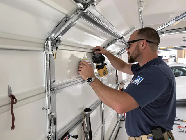 Bellflower Garage Door Repair technician quieting a noisy garage door in Bellflower