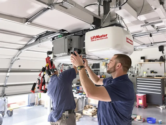 Bellflower Garage Door Repair technician performing advanced diagnostics on garage opener in Bellflower