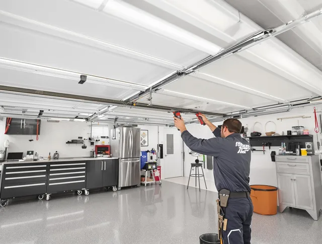 Overhead garage door repair service by Bellflower Garage Door Repair in Bellflower
