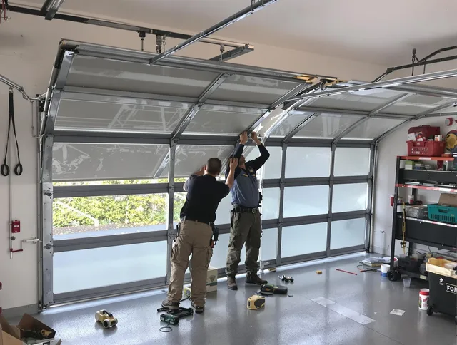 Bellflower Garage Door Repair expert performing precise panel replacement on Bellflower garage door